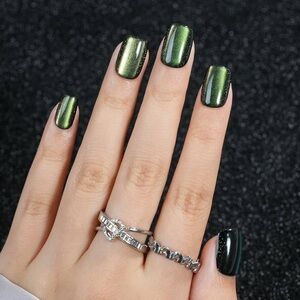 Shimmering Green Nails